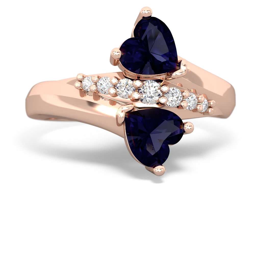 Sapphire Heart To Heart 14K Rose Gold ring R2064