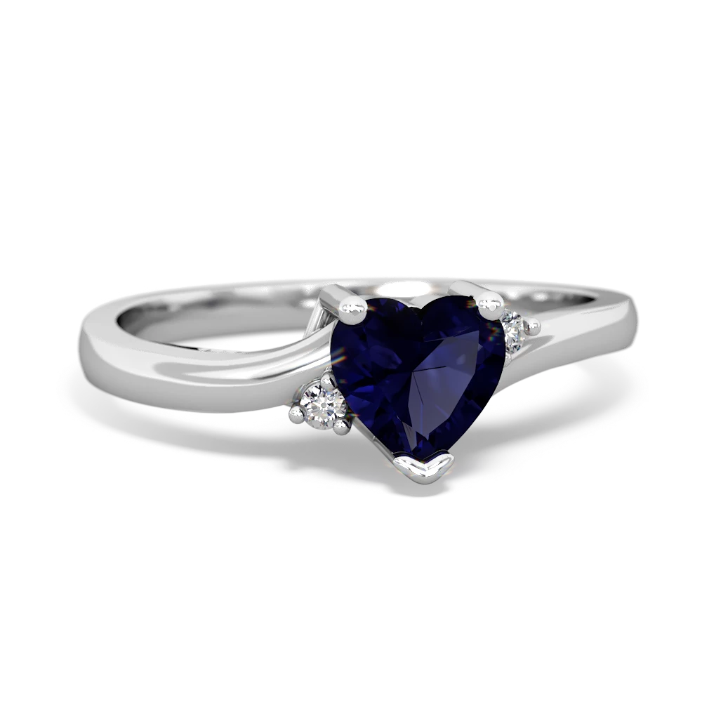 Sapphire Delicate Heart 14K White Gold ring R0203