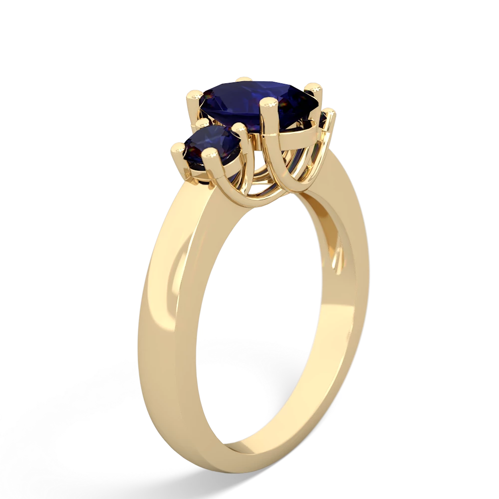 Sapphire Three Stone Oval Trellis 14K Yellow Gold ring R4024