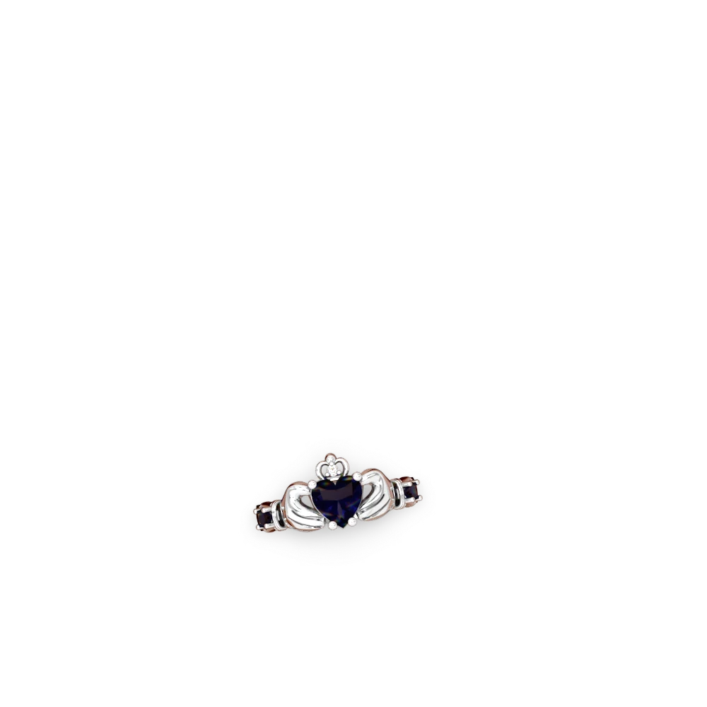 Lab Emerald Claddagh Keepsake 14K White Gold ring R5245