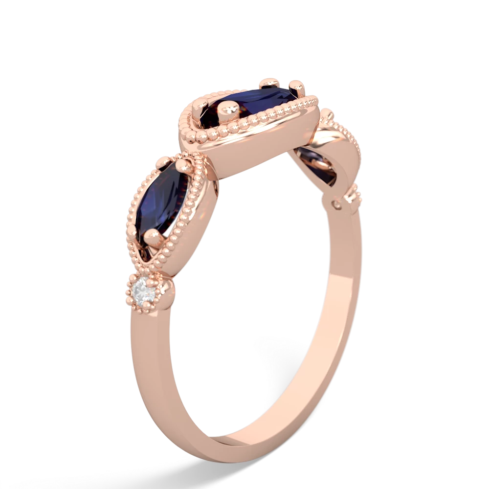Onyx Milgrain Marquise 14K Rose Gold ring R5700