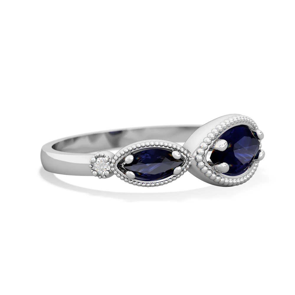 Garnet Milgrain Marquise 14K White Gold ring R5700