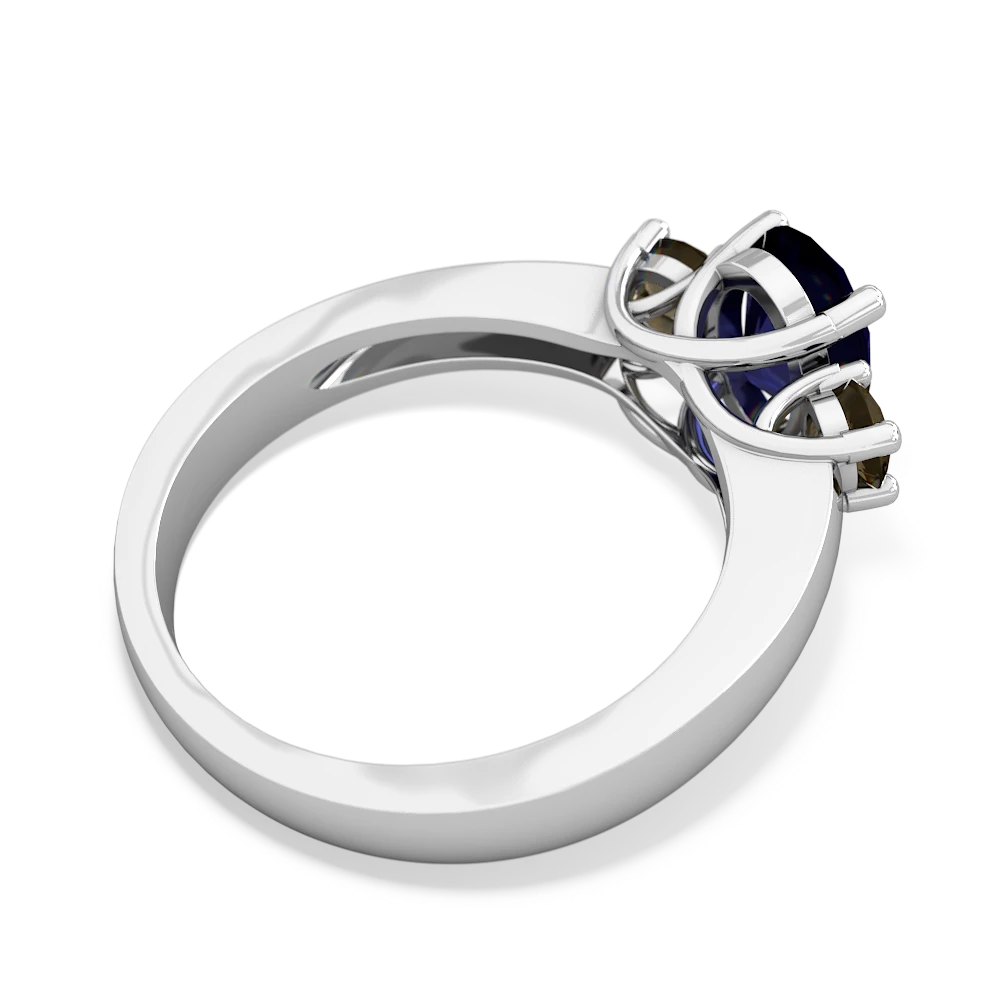 Sapphire Three Stone Oval Trellis 14K White Gold ring R4024