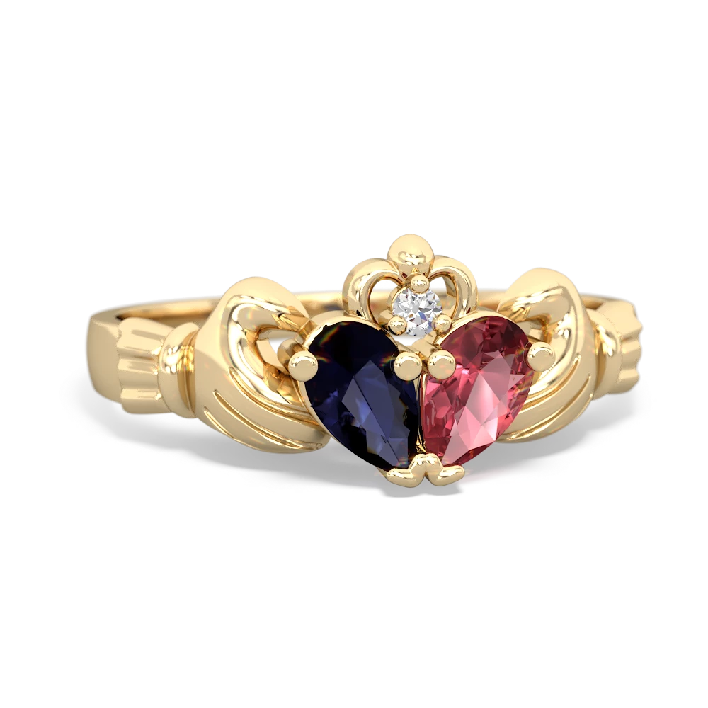 Sapphire 'Our Heart' Claddagh 14K Yellow Gold ring R2388