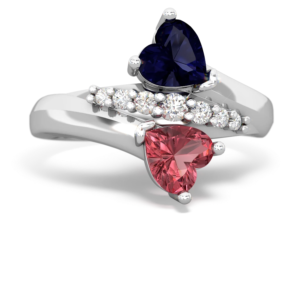 Sapphire Heart To Heart 14K White Gold ring R2064