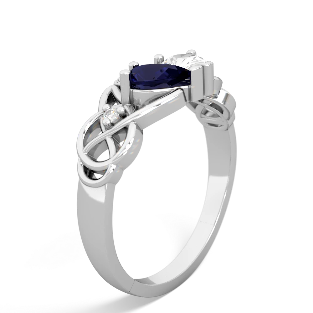 Sapphire 'One Heart' Celtic Knot Claddagh 14K White Gold ring R5322