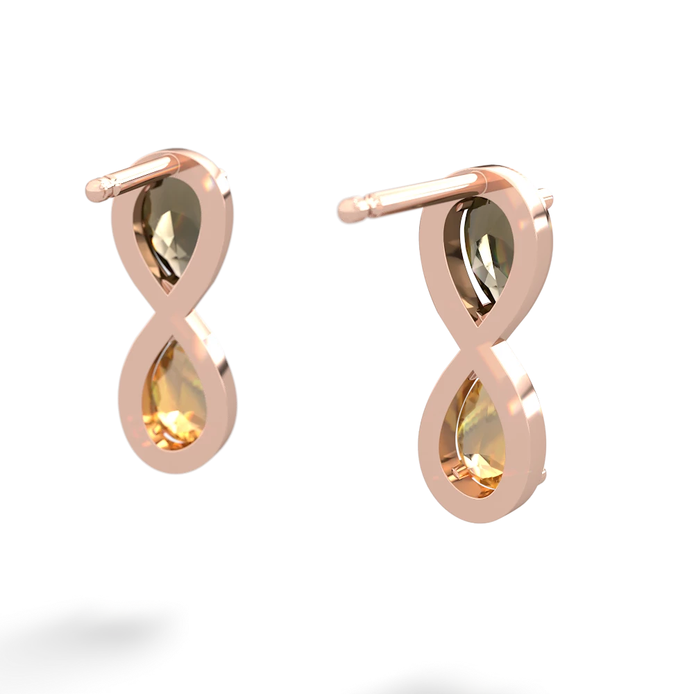 Smoky Quartz Infinity 14K Rose Gold earrings E5050