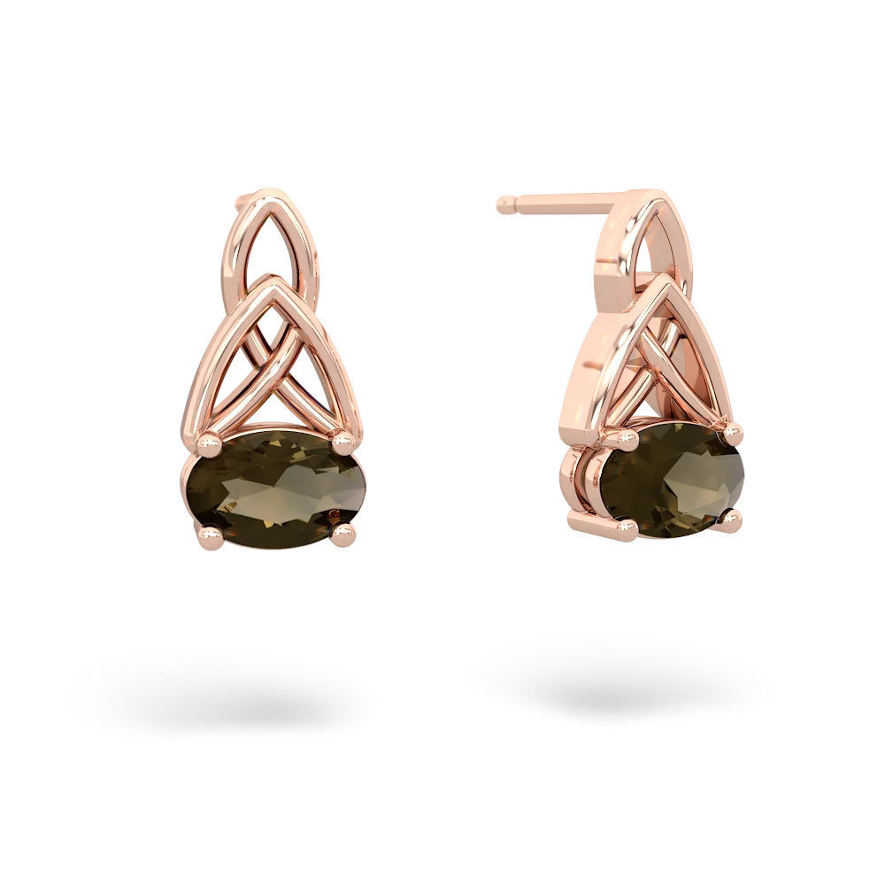 Smoky Quartz Celtic Trinity Knot 14K Rose Gold earrings E2389
