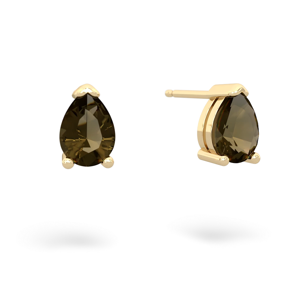 Smoky Quartz Teardrop Stud 14K Yellow Gold earrings E1793