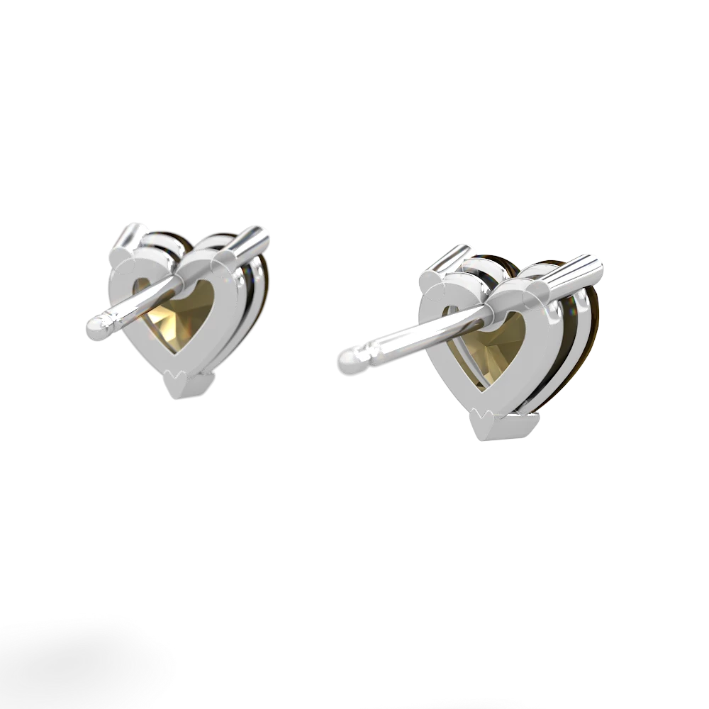 Smoky Quartz 6Mm Heart Stud 14K White Gold earrings E1862