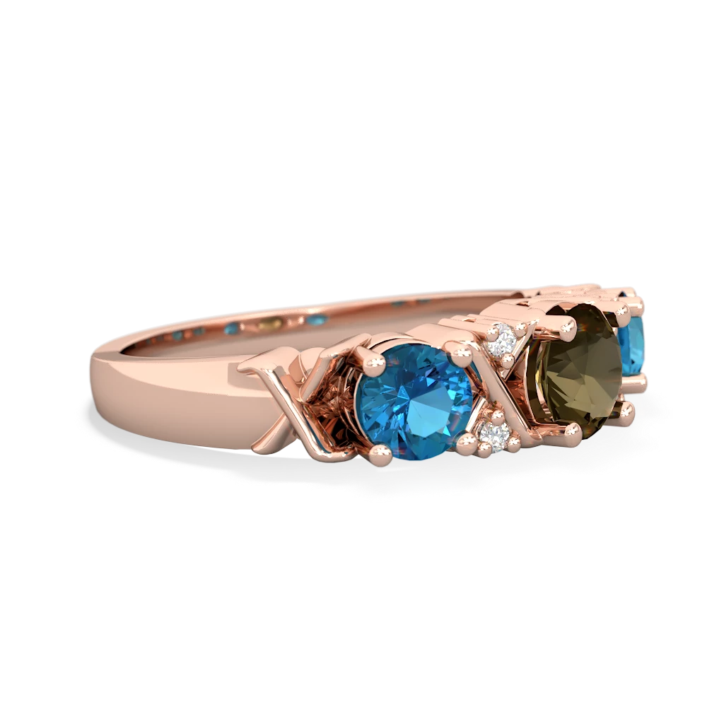 Smoky Quartz Hugs And Kisses 14K Rose Gold ring R5016