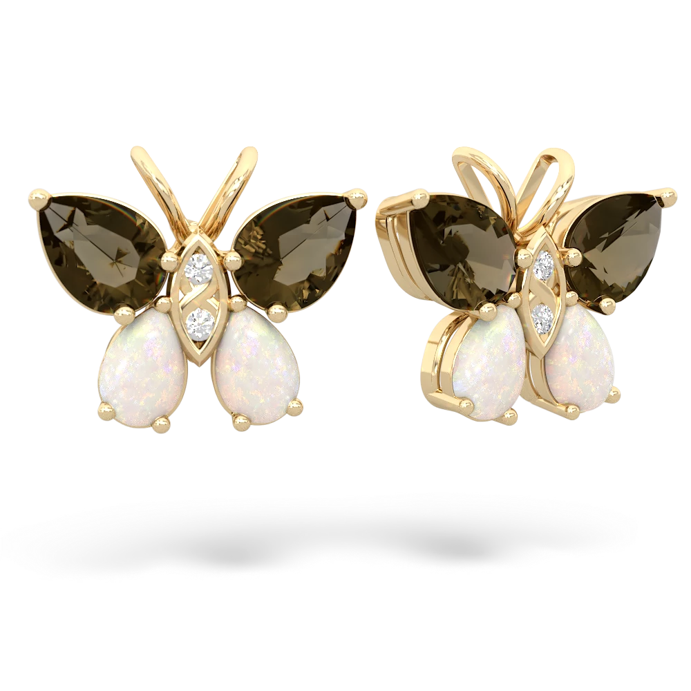 Smoky Quartz Butterfly 14K Yellow Gold earrings E2215