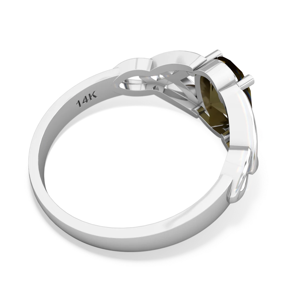 Smoky Quartz Celtic Trinity Knot 14K White Gold ring R2389