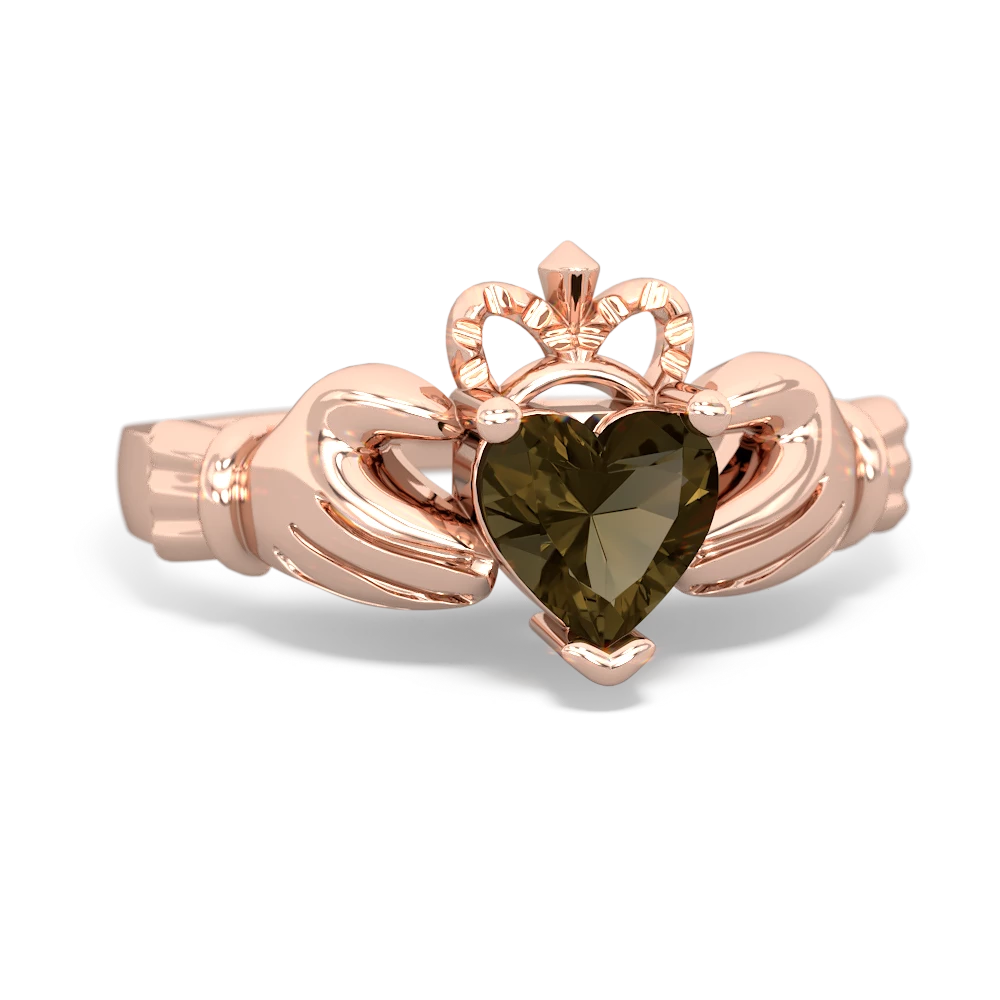 Smoky Quartz Claddagh 14K Rose Gold ring R2370