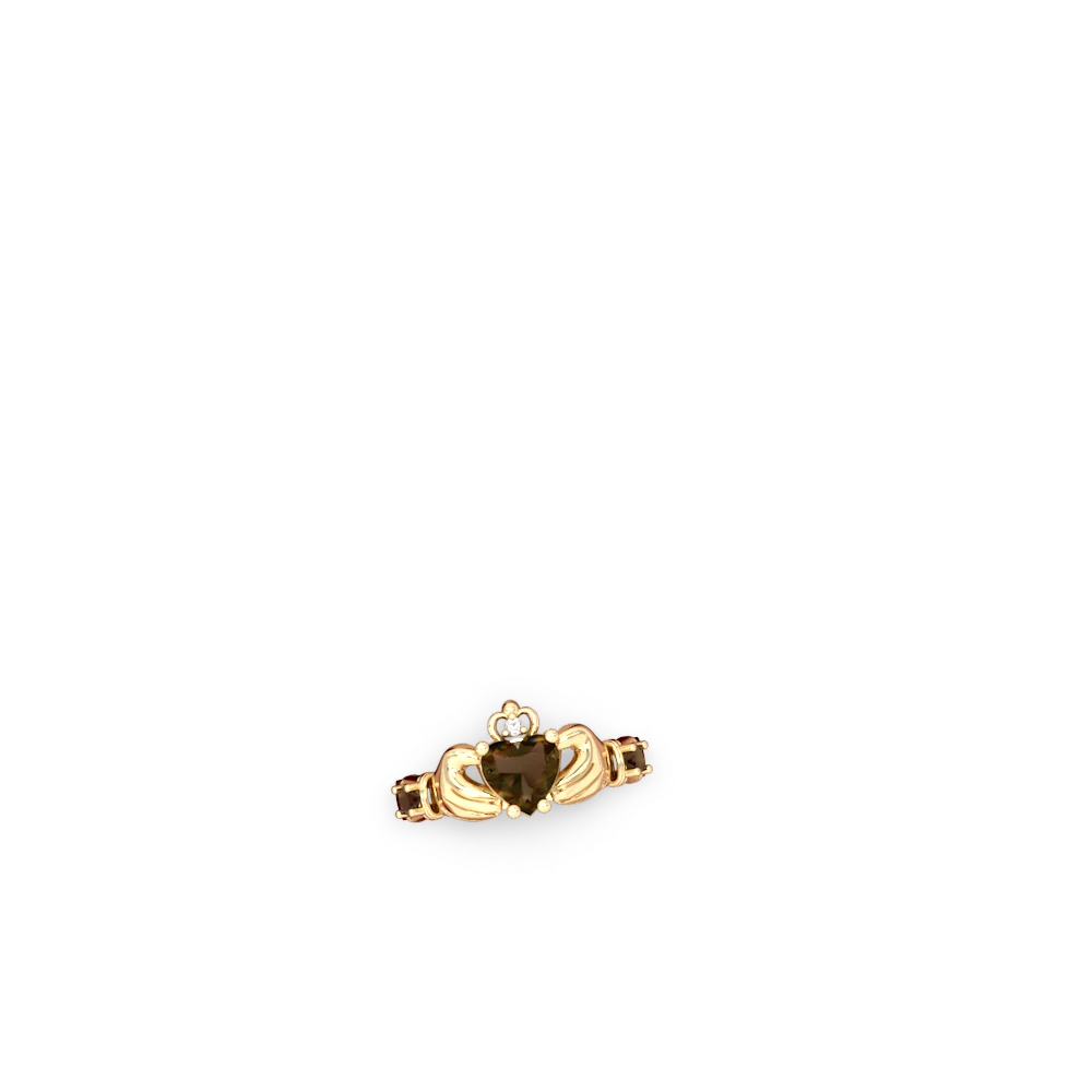 Smoky Quartz Claddagh Keepsake 14K Yellow Gold ring R5245