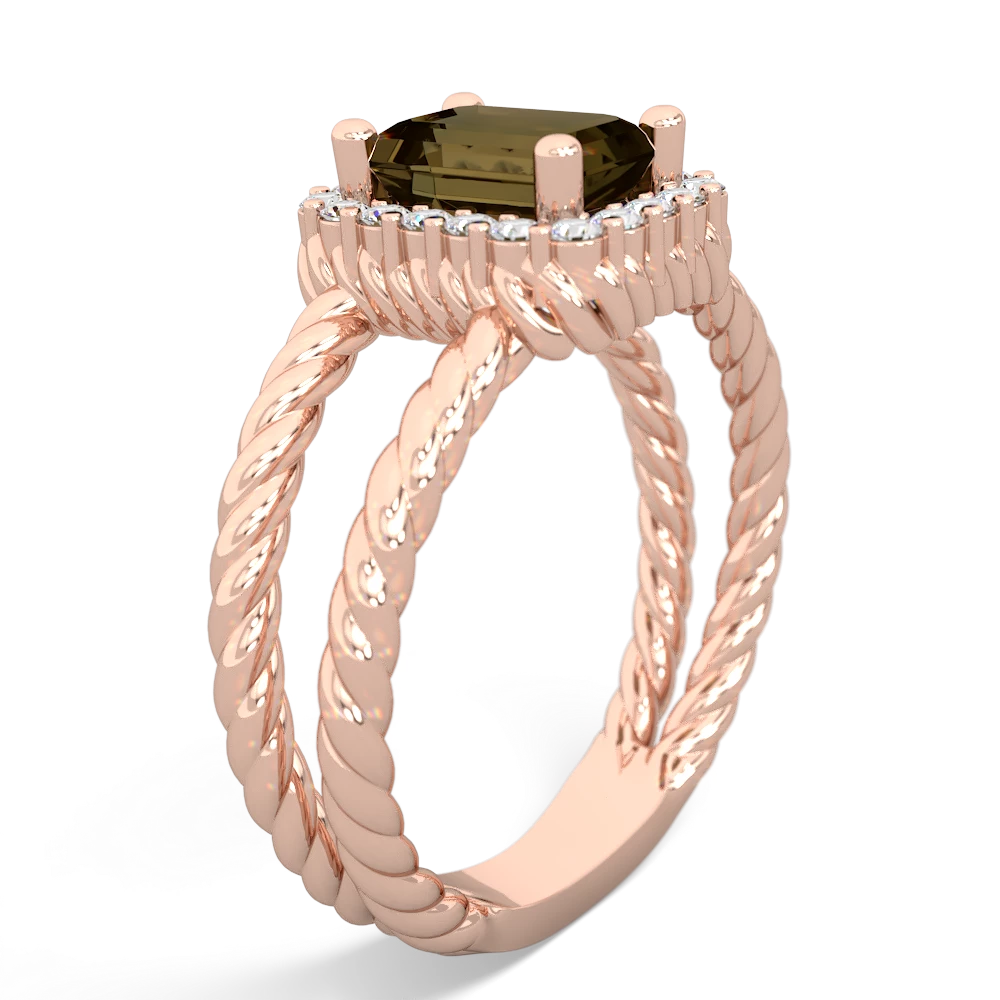 Smoky Quartz Rope Split Band 14K Rose Gold ring R2628