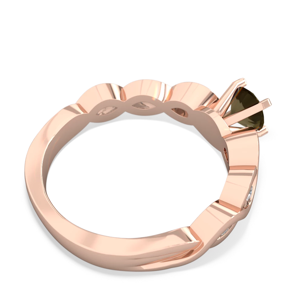 Smoky Quartz Infinity 5Mm Round Engagement 14K Rose Gold ring R26315RD