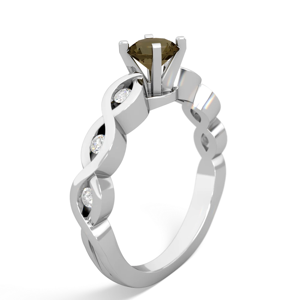 Smoky Quartz Infinity 5Mm Round Engagement 14K White Gold ring R26315RD