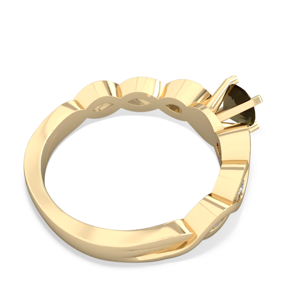 Smoky Quartz Infinity 5Mm Round Engagement 14K Yellow Gold ring R26315RD