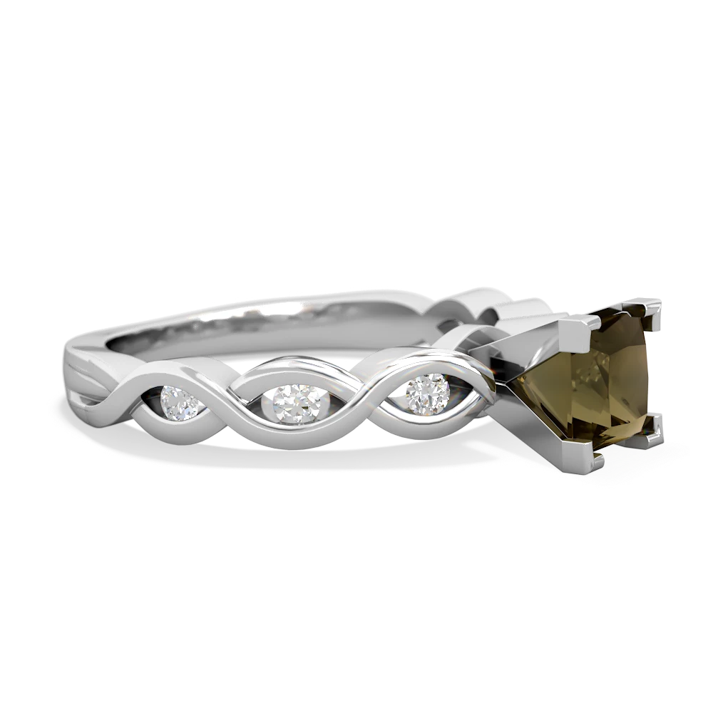 Smoky Quartz Infinity 5Mm Square Engagement 14K White Gold ring R26315SQ