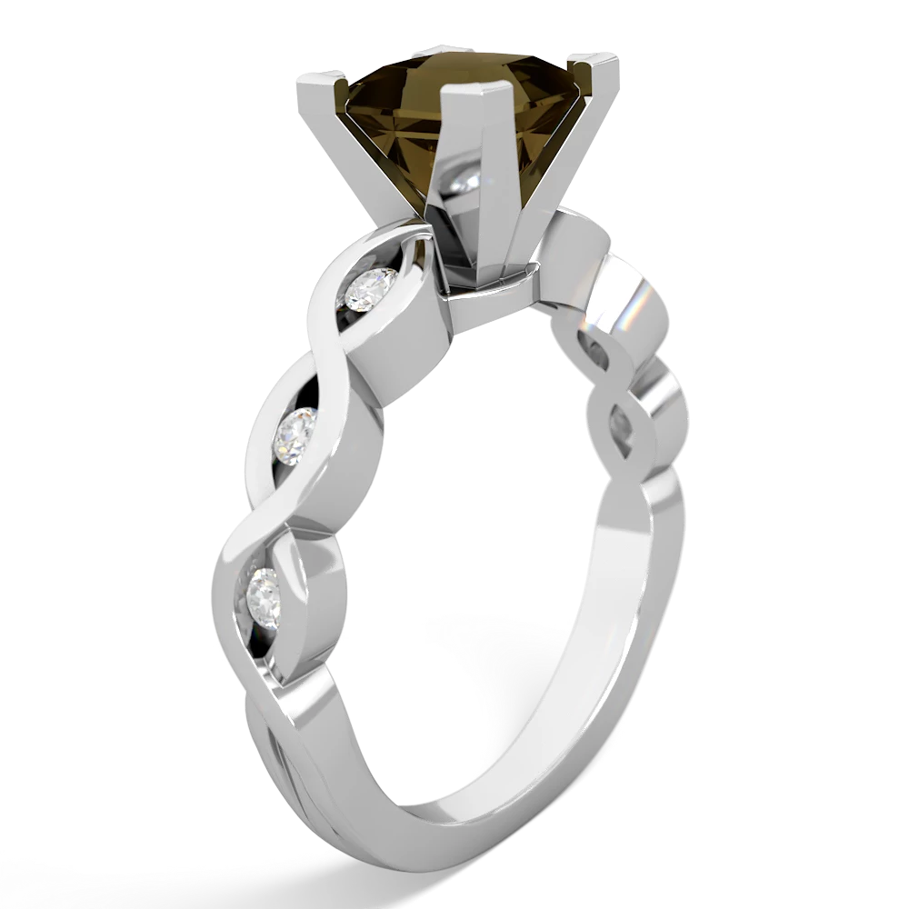 Smoky Quartz Infinity 6Mm Princess Engagement 14K White Gold ring R26316SQ
