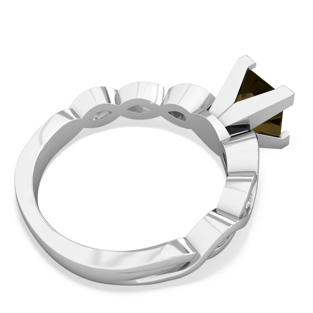 Smoky Quartz Infinity 6Mm Princess Engagement 14K White Gold ring R26316SQ