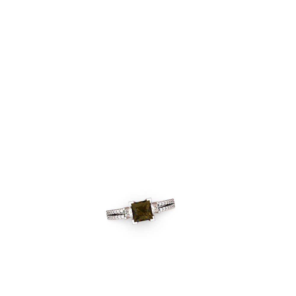 Smoky Quartz Classic 6Mm Princess Engagement 14K White Gold ring R26436SQ