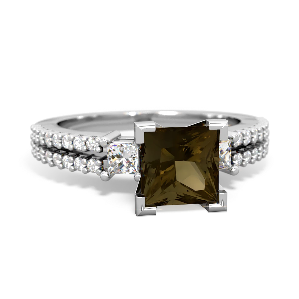 Smoky Quartz Classic 6Mm Princess Engagement 14K White Gold ring R26436SQ