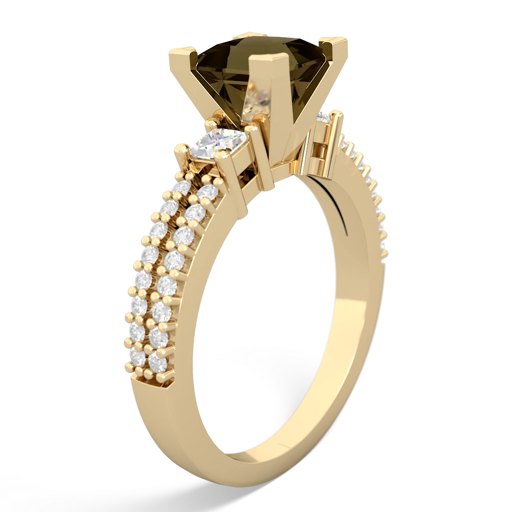 Smoky Quartz Classic 6Mm Princess Engagement 14K Yellow Gold ring R26436SQ