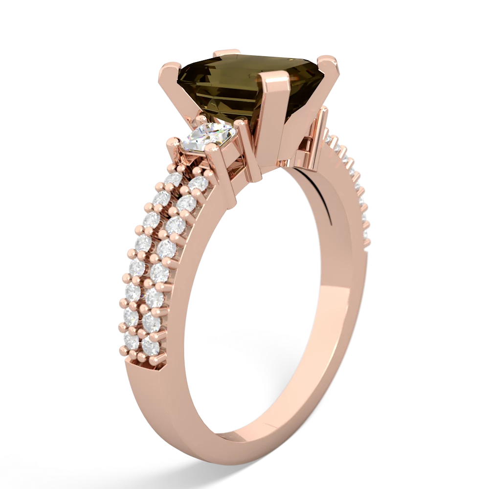 Smoky Quartz Classic 8X6mm Emerald-Cut Engagement 14K Rose Gold ring R26438EM