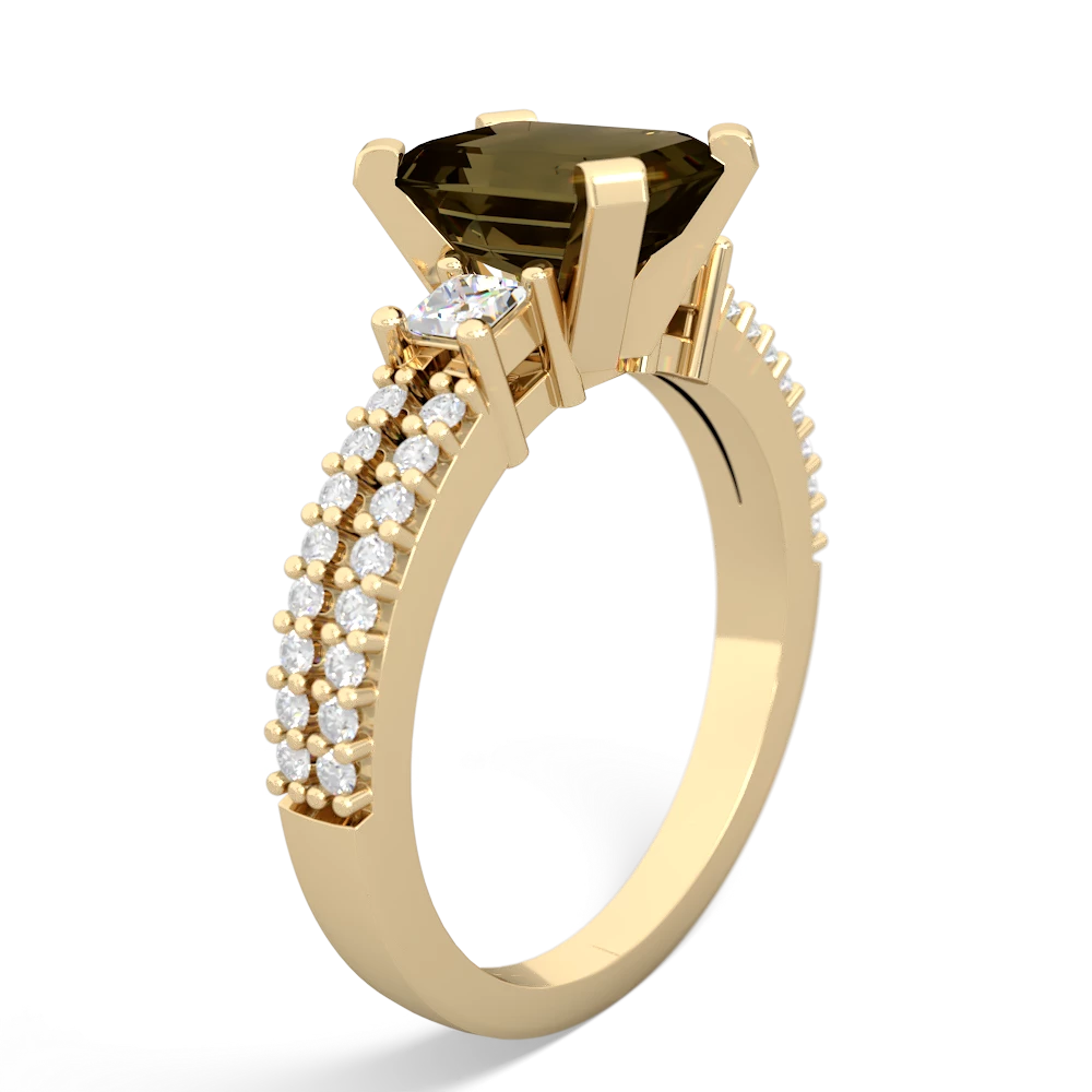 Smoky Quartz Classic 8X6mm Emerald-Cut Engagement 14K Yellow Gold ring R26438EM