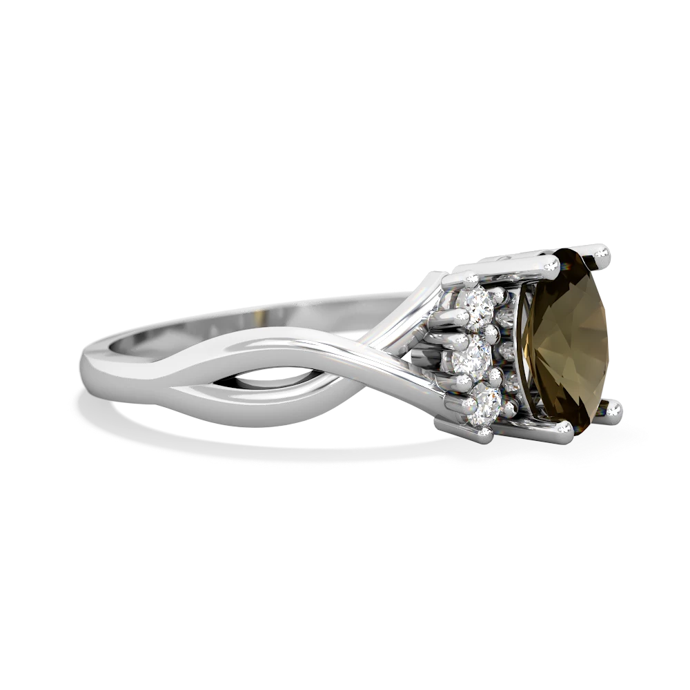 Smoky Quartz Victorian Twist 14K White Gold ring R2497