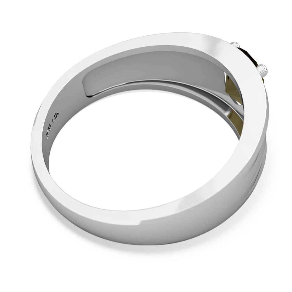 Smoky Quartz Men's Two Lane 14K White Gold ring R0363