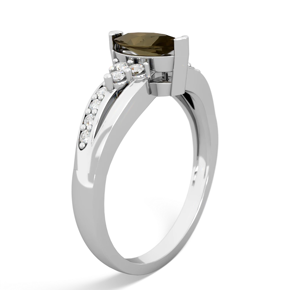 Smoky Quartz Royal Marquise 14K White Gold ring R2343
