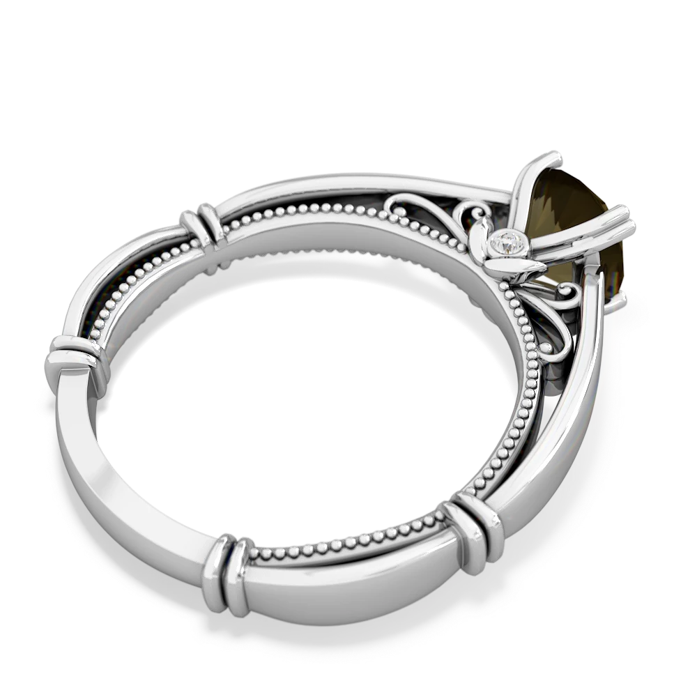 Smoky Quartz Renaissance 14K White Gold ring R27806RD