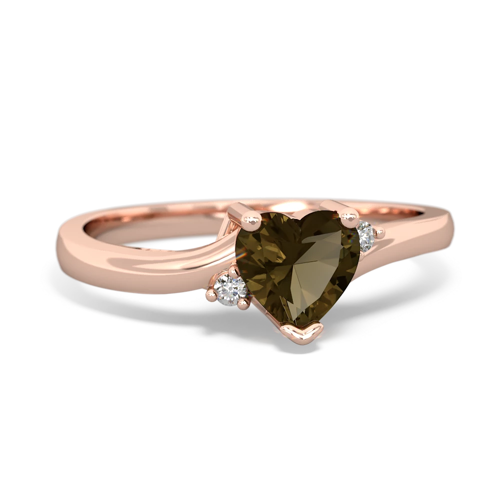 Smoky Quartz Delicate Heart 14K Rose Gold ring R0203