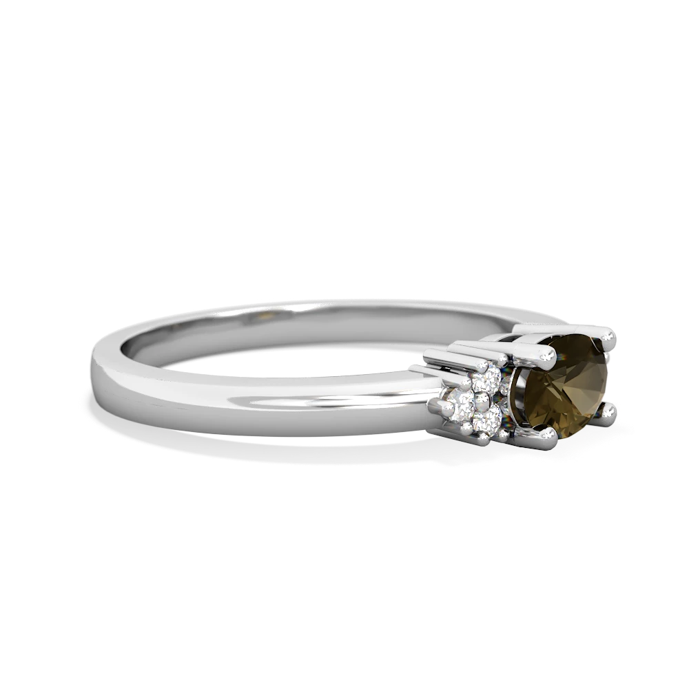 Smoky Quartz Simply Elegant East-West 14K White Gold ring R2480