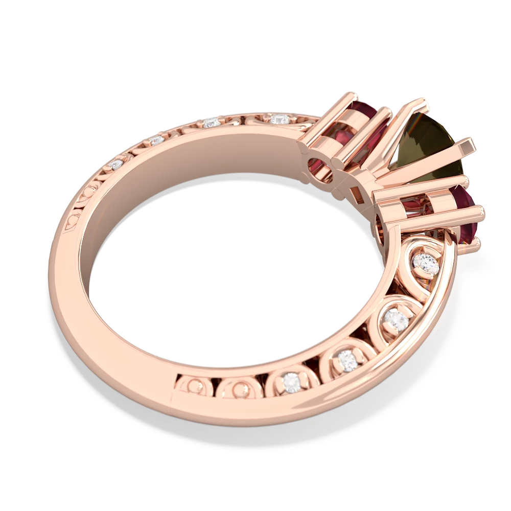 Smoky Quartz Art Deco Eternal Embrace Engagement 14K Rose Gold ring C2003