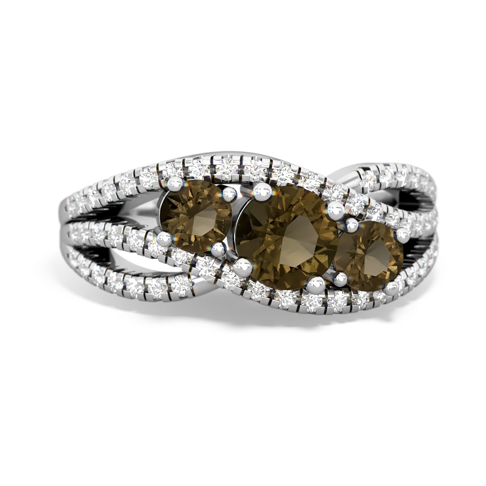 Lab Sapphire Three Stone Aurora 14K White Gold ring R3080