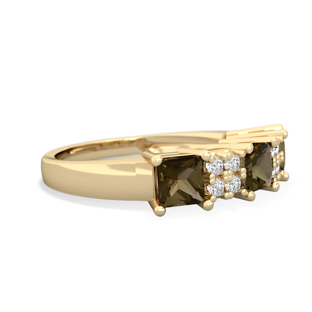 Onyx Three Stone Diamond Cluster 14K Yellow Gold ring R2592