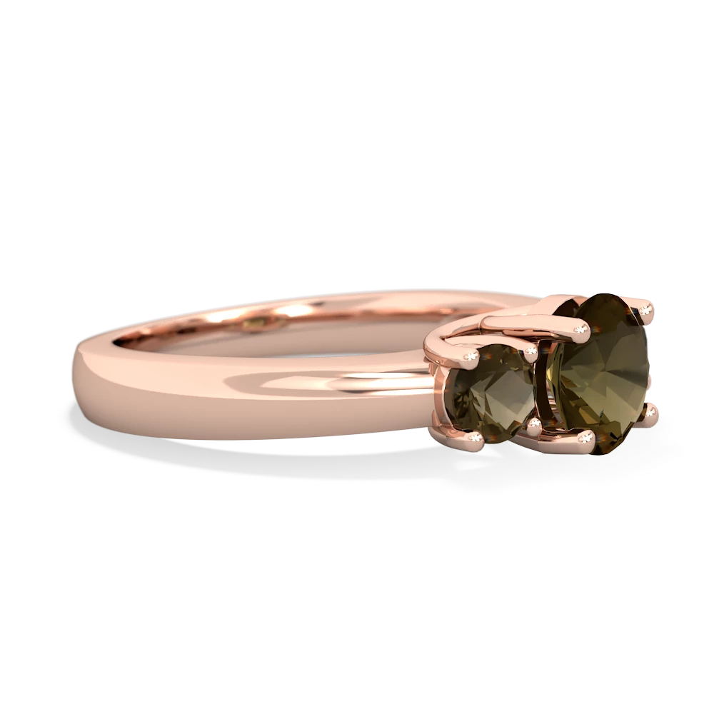 Aquamarine Three Stone Round Trellis 14K Rose Gold ring R4018