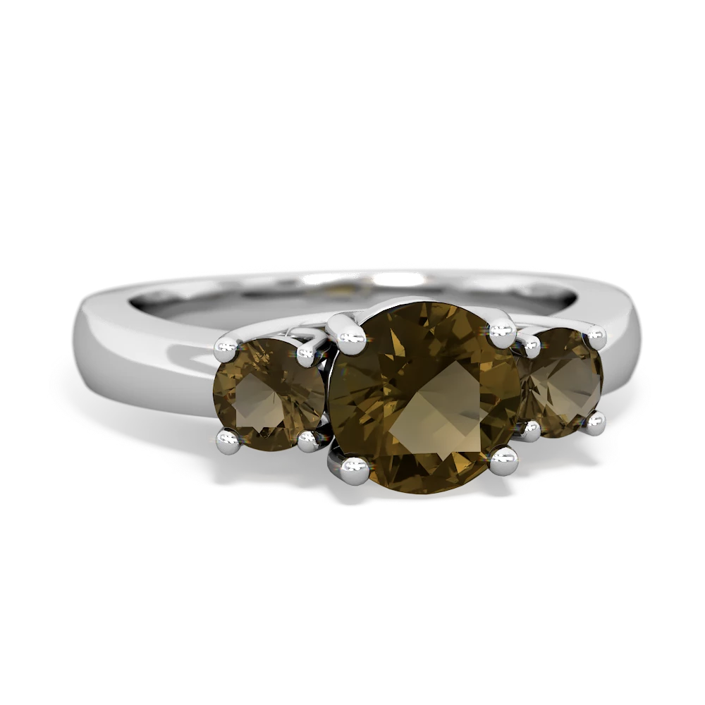Alexandrite Three Stone Round Trellis 14K White Gold ring R4018