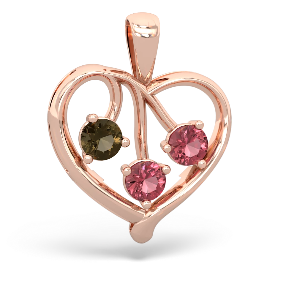 Smoky Quartz Glowing Heart 14K Rose Gold pendant P2233