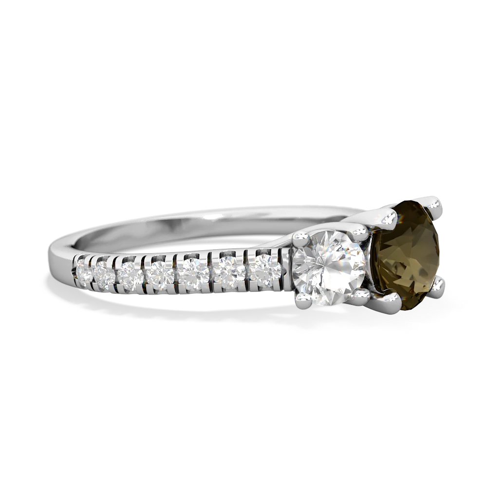 Smoky Quartz Pave Trellis 14K White Gold ring R5500