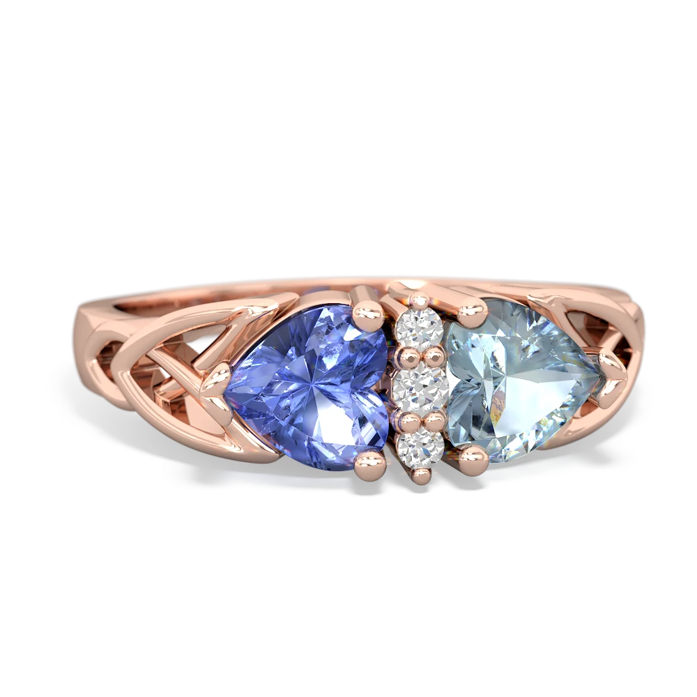 Tanzanite Celtic Knot Double Heart 14K Rose Gold ring R5040