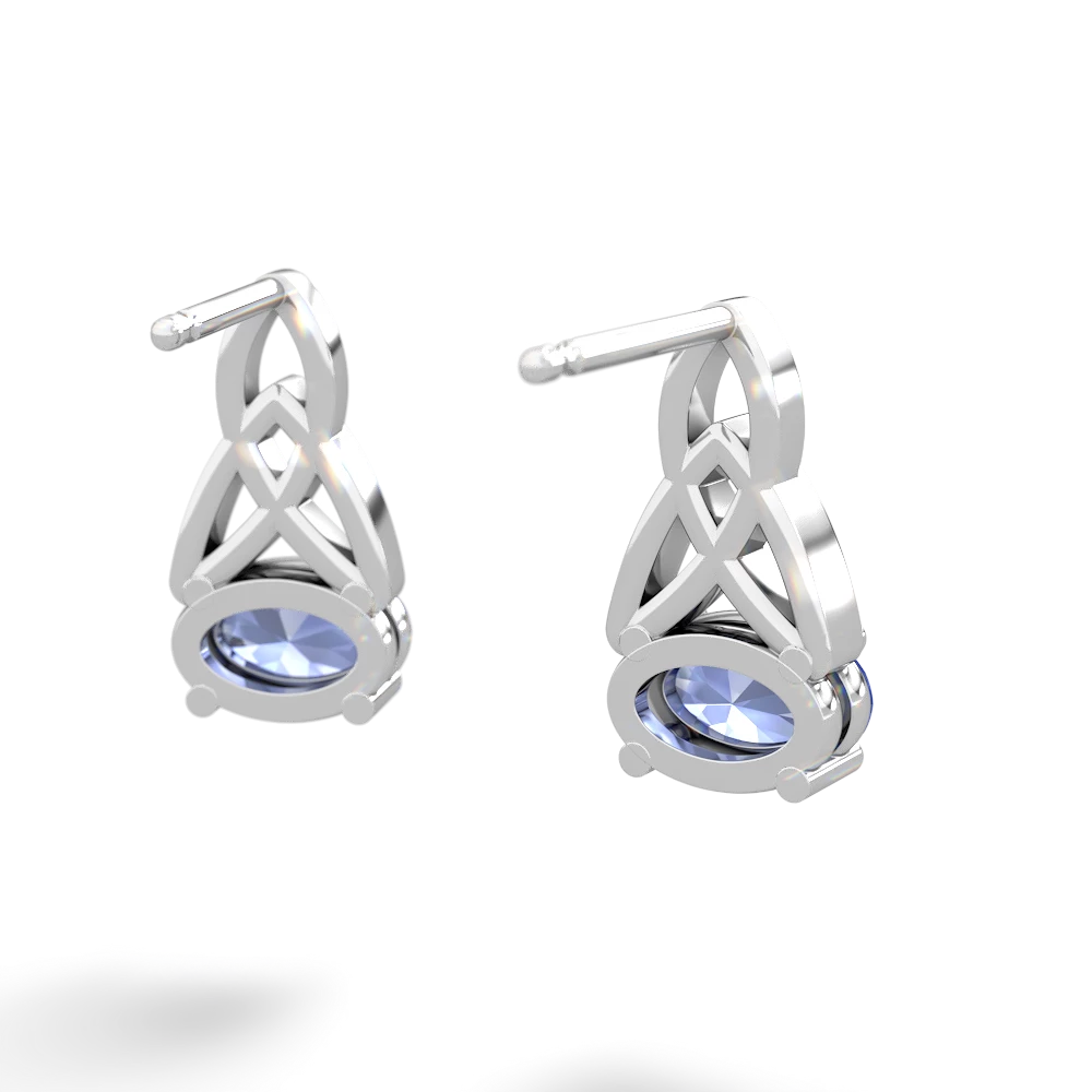 Tanzanite Celtic Trinity Knot 14K White Gold earrings E2389