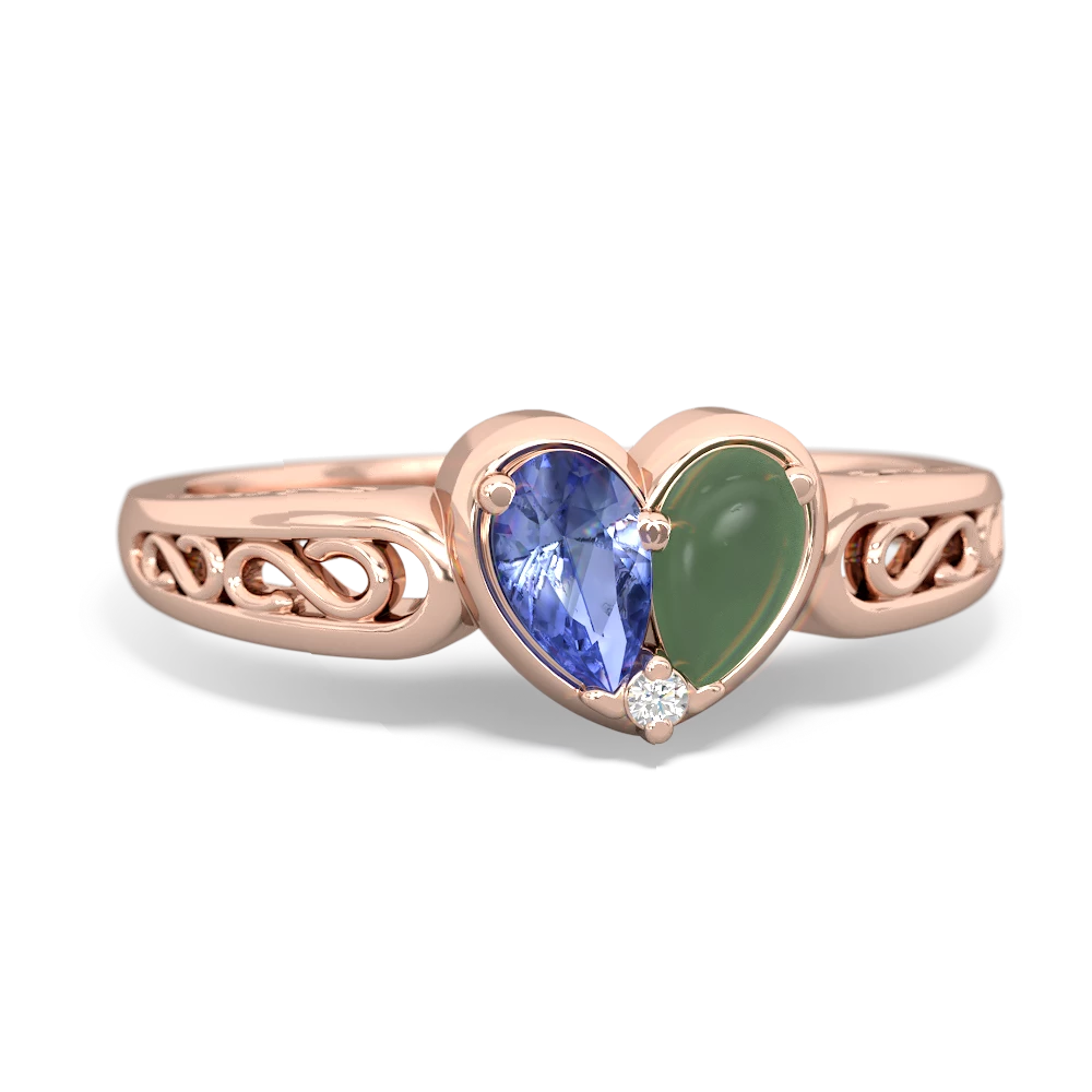 Tanzanite Filligree 'One Heart' 14K Rose Gold ring R5070