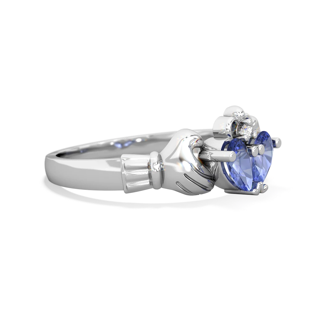 Tanzanite 'Our Heart' Claddagh 14K White Gold ring R2388