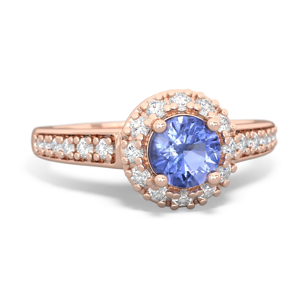 Tanzanite Diamond Halo 14K Rose Gold ring R5370