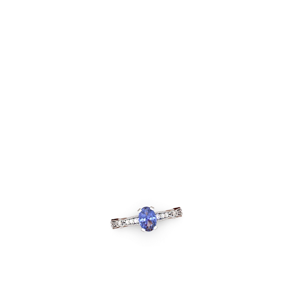 Tanzanite Sparkling Tiara 7X5mm Oval 14K White Gold ring R26297VL